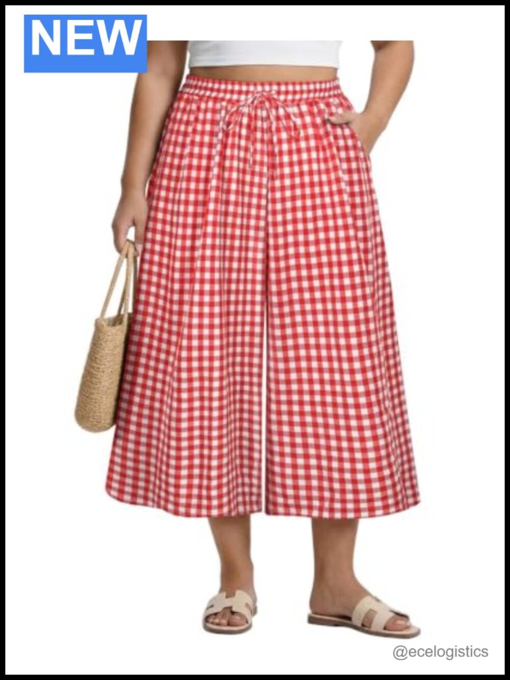 Plus Size Wide Leg Capri Pants with Pockets for Women